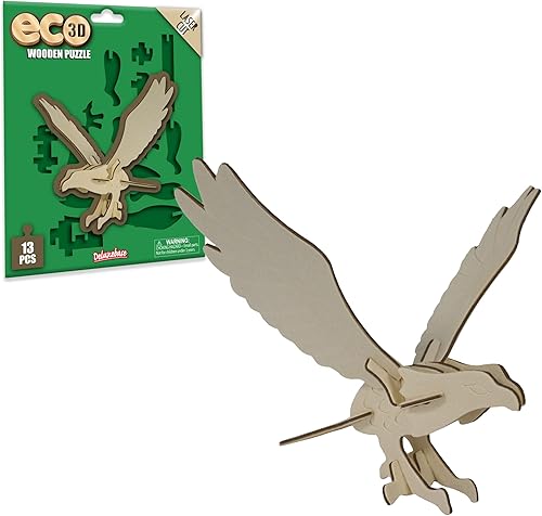 Miniatura 1 de Eco 3D Wooden Puzzle Águila de Deluxebase. Kit de manualidades de rompecabezas 3D con temática de animales. Juguetes de animales de safari de madera