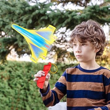 Airplane Toys | Throwing Airplane Toys - Flying Airplane Toy with Launch Handle, Birthday Gifts for Boys and Girls, Outdoor Sports Toys Keloglu