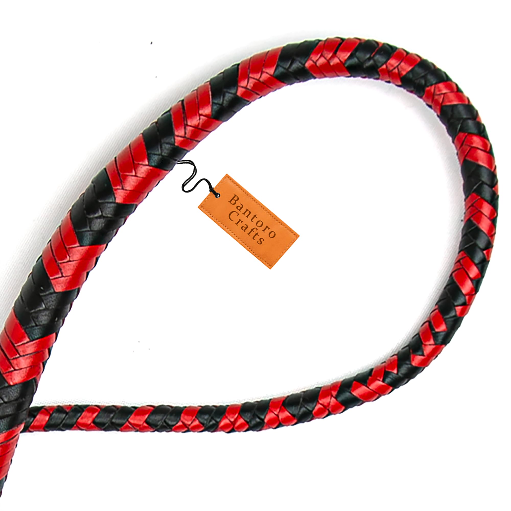 Rosso e Nero 3 Piedi/0,90 Metri La Frusta a Serpente ha Palline di Piombo. Frusta di Cuoio con Forte crepitio 12 trecce Intrecciate
