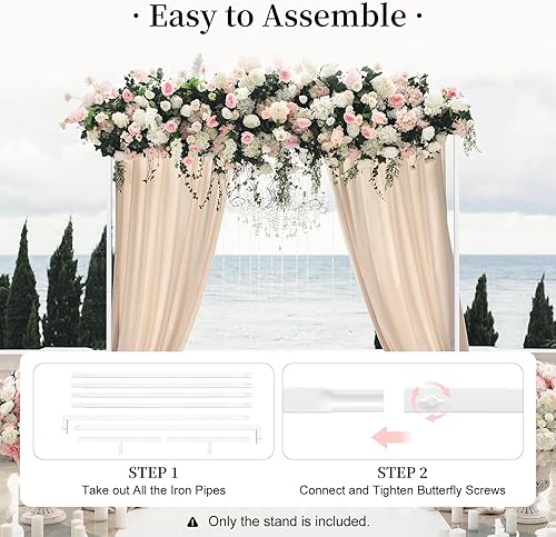 Miniatura 6 de Kit de tubo para telón de fondo de fiesta de boda de 6.6 x 6.6 ft, marco de cortina telescópico, soporte de decoración de fondo de fiesta de acero