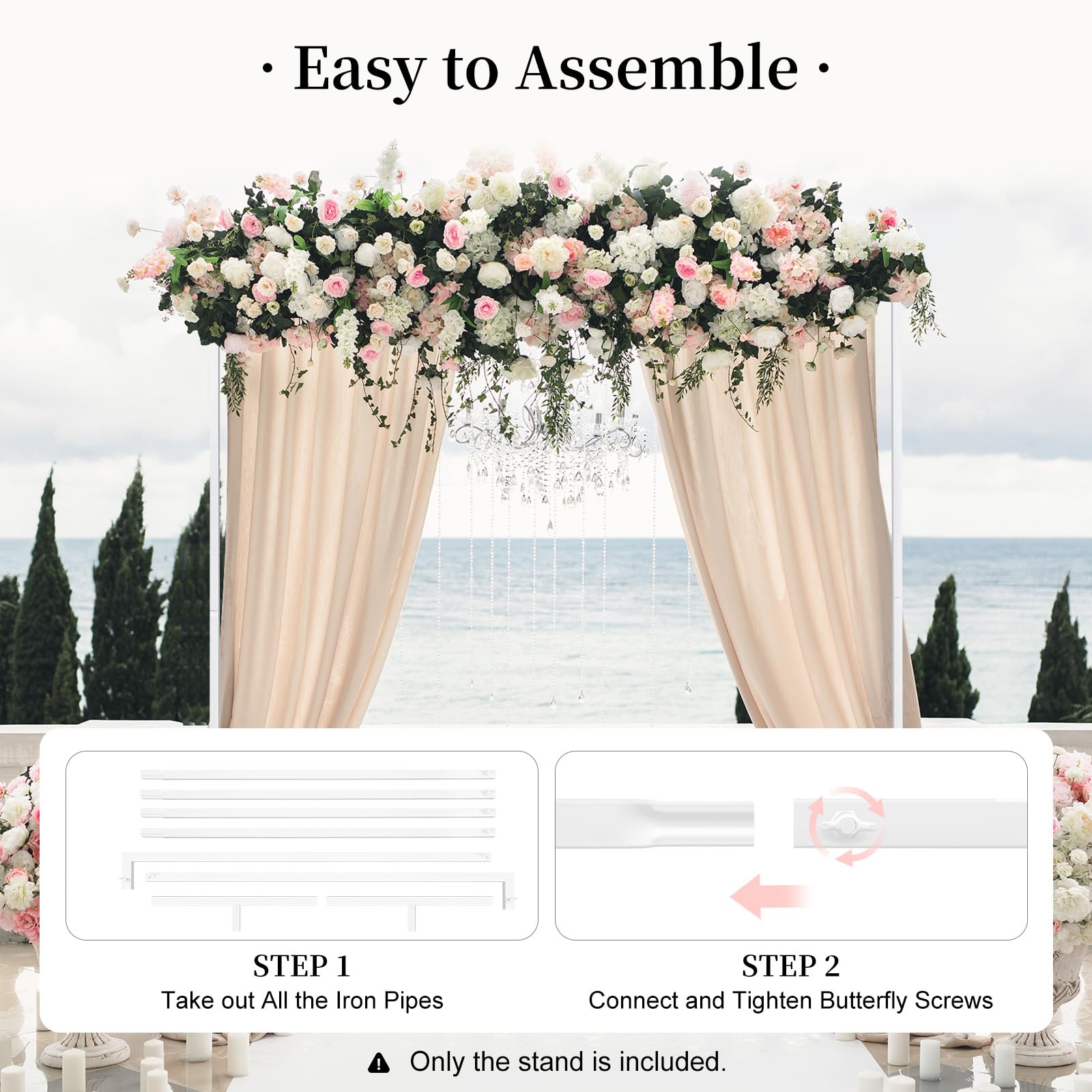 Support d'arche de mariage, 2 x 2 m, moderne, avec base, pour mariage, anniversaire, décoration de remise de diplôme, baby shower, cabine photo