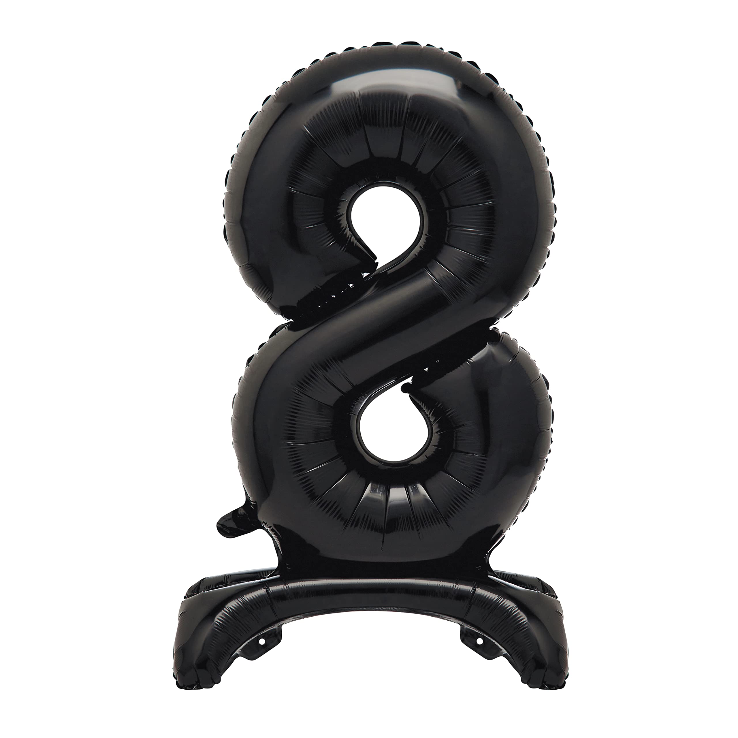 Unique Black Standing Number 8 Foil Balloon 30", Packaged