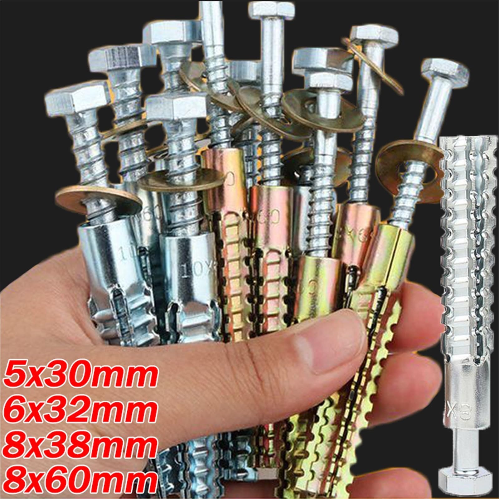 Pernos De Expansión 10/50 juegos de tubo expansión Metal espinoso dentado, anclaje pared acero, tornillo autorroscante, sujetadores hormigón(03,50PCS)