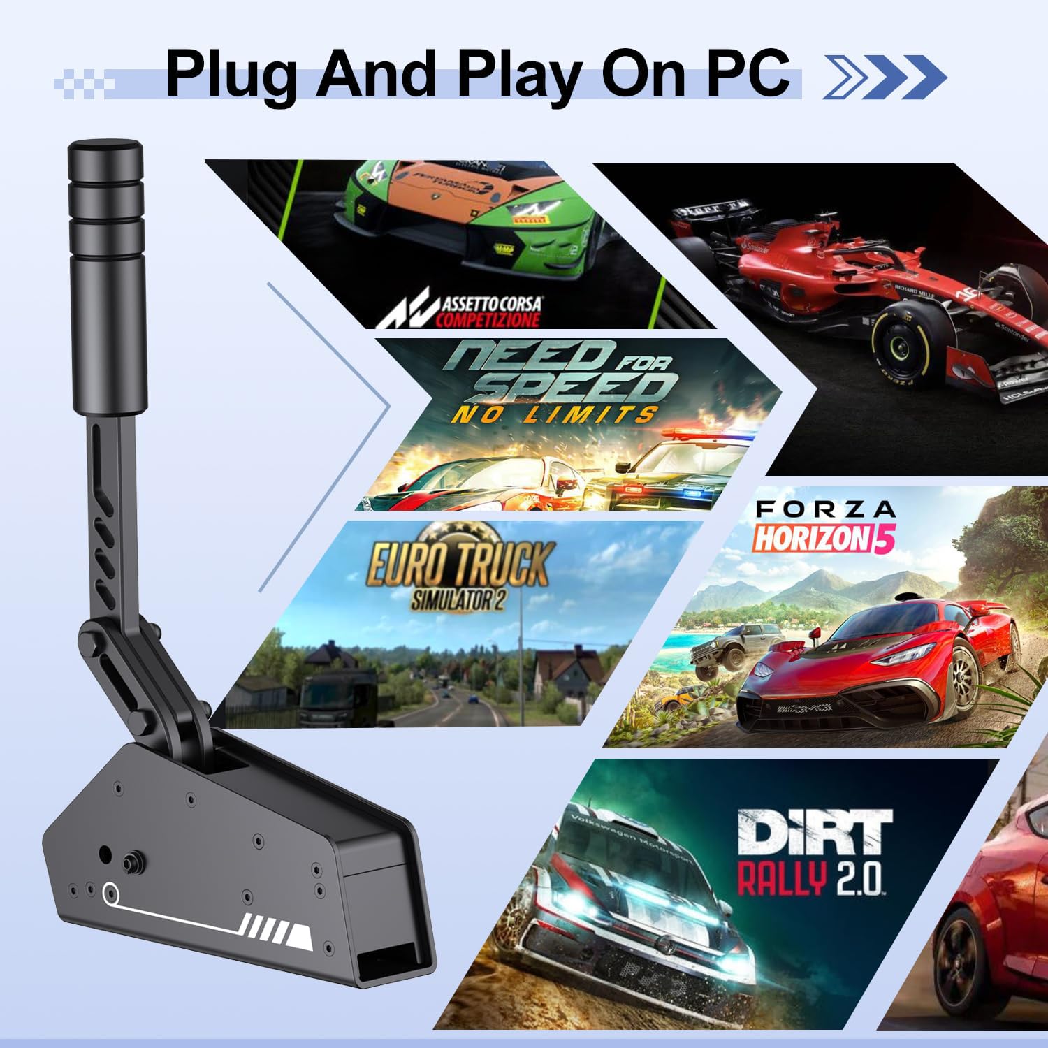 PXN Freno a mano USB PC, HB S 16 bit sensore Hall Sim lineare freno a mano per giochi di corse Compatibile V3 V900 V9 V10 V12 Logitech G27 G29 G920 T500 T300 PC Freno a mano applicabile ad Assett