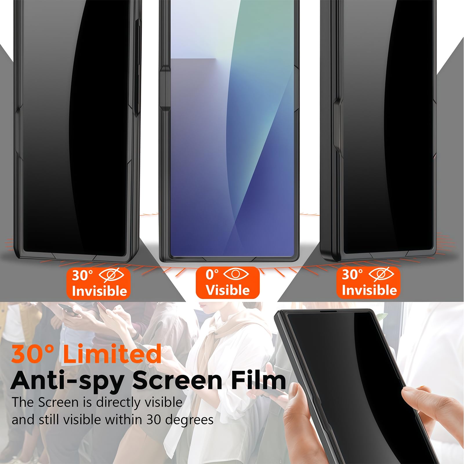 Custodia per Samsung Galaxy Z Fold 8 Ultra con supporto ad anello magnetico, [compatibile] Protezione schermo integrata per la privacy copertura completa cerniera custodia protettiva per