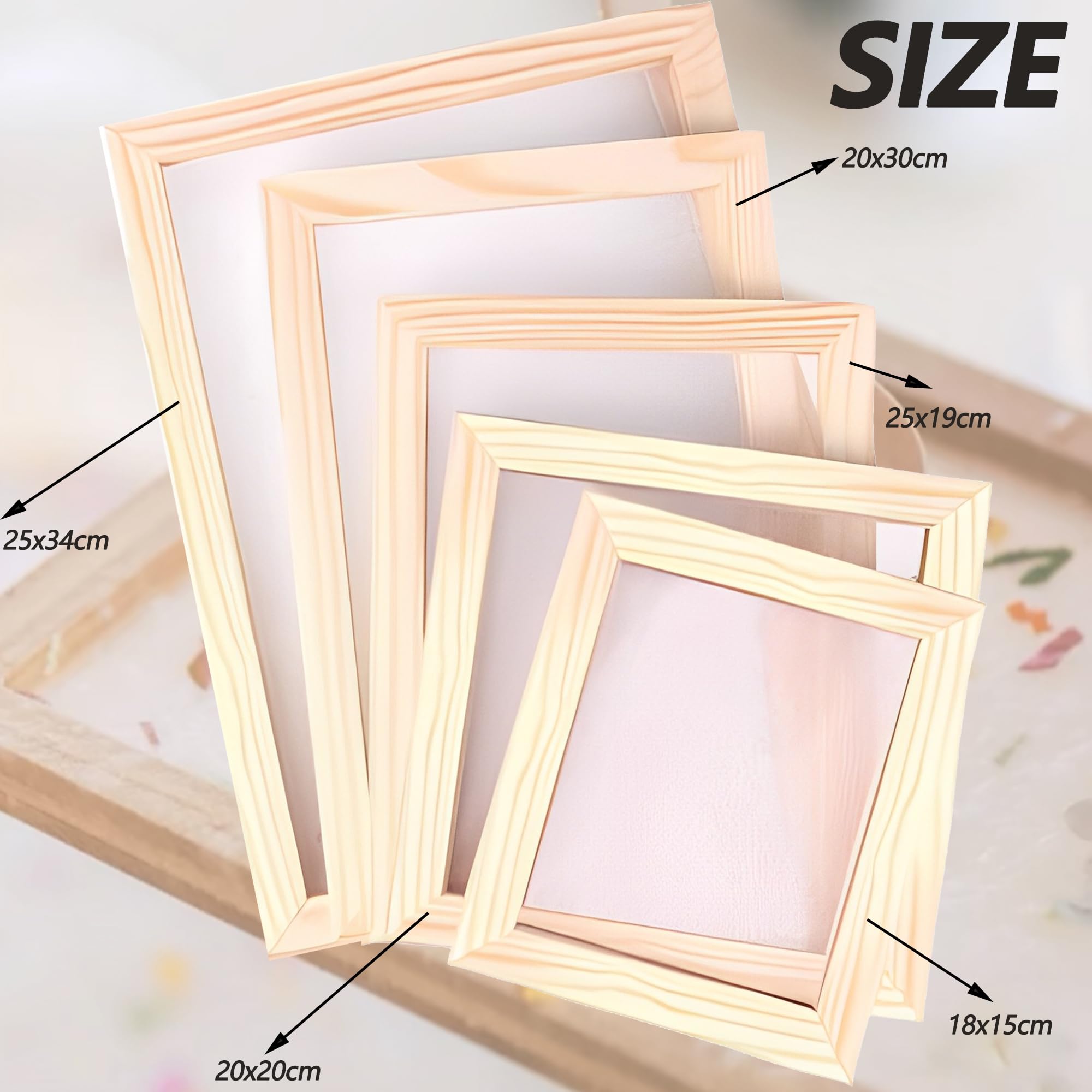 5 Pcs Pantalla Para Fabricación De Papel, Moldes De Madera, Marco De Molde Para Manualidades, Para Hacer Papel De Bricolaje Pintura Hecha a Mano