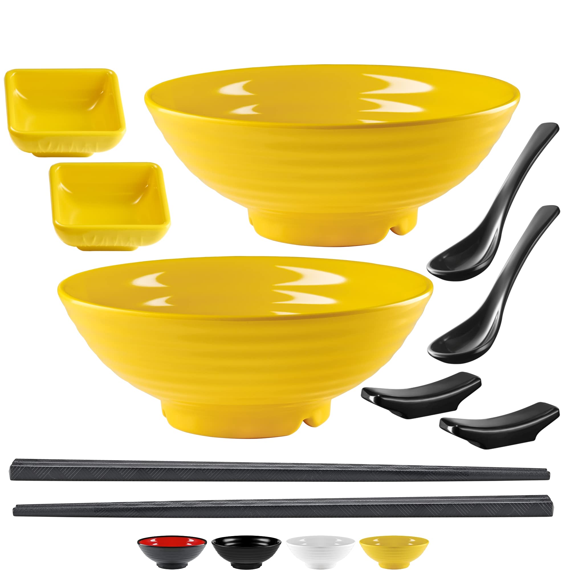 Unbreakable Ramen Bowl Set with Chopsticks and Spoon: 1 large Japanese Style Melamine Ramen Bowl, Dipping Bowl and Chopsticks and Stand for Asian Pho Soup Thai Miso Udon Wonton (1 Bowl Set, Red-Black) — Amazon image 8