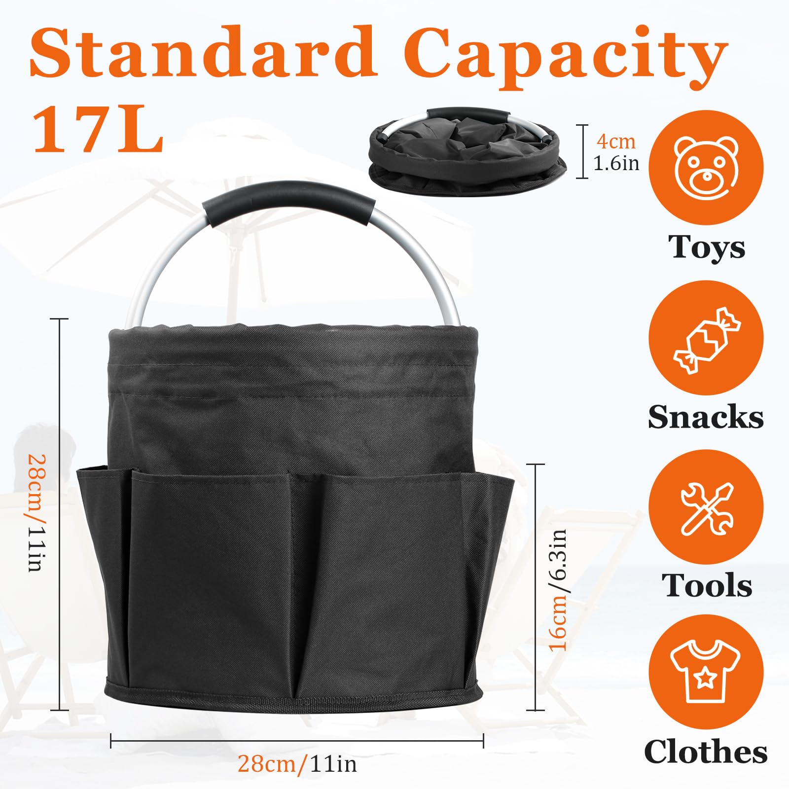 IHOMAGIC 2Pcs Foldable Cleaning Caddy Organiser, 17L Storage Organiser with Handle and 6 Pockets - Image 2