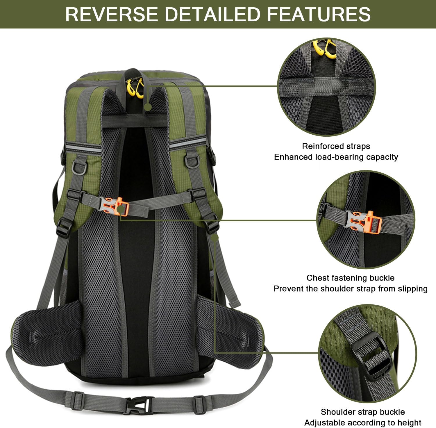 Favuit Hiking Backpack, 30L Lightweight Camping Backpack Outdoor Sport Daypack for Men Women Backpacking Touring Trekking - Image 6