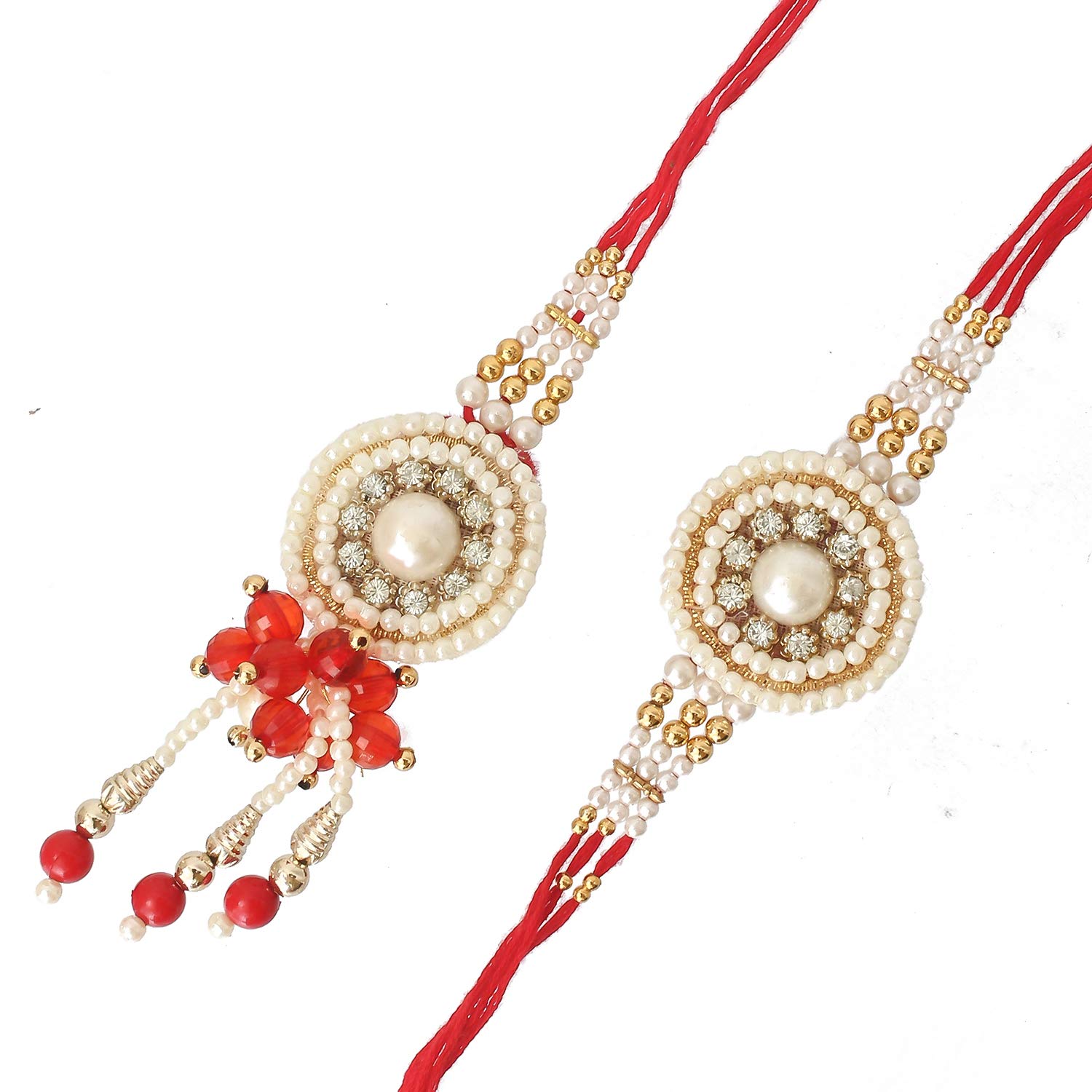 eCraftIndia Bhaiya Bhabhi Rakhis Set with Roli Chawal Pack and Raksha Bandhan Greeting Card - Rakhi for Brother, Bhaiya, Bhai - Lumba Rakhi for Bhabhi, Sister (B0B6FQ1LST) Amazon Price History, Amazon Price Tracker