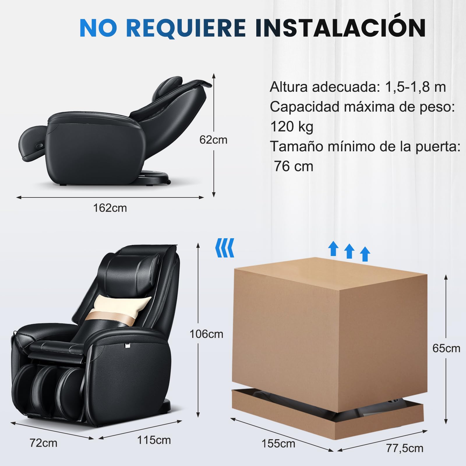 GOPLUS Sillón de Masaje de Pista SL, Reclinable de Cuerpo Completo con Gravedad Cero y Calentador de Cintura, Detección Automática de Hombros, Control Remoto, Ruedas y Almohada (Negro)