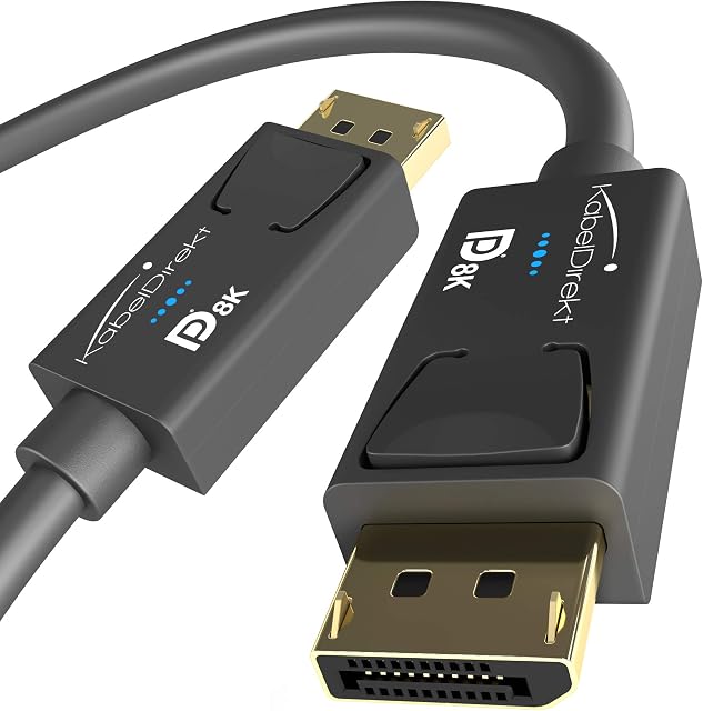 8K DisplayPort & DP cable, special A.I.S. shielding & official VESA certification  5m (for DP 1.4 gaming PCs/laptops/graphics cards/monitors with 8K@60Hz, 4K@120Hz, 144Hz/165Hz/240Hz) by CableDirect