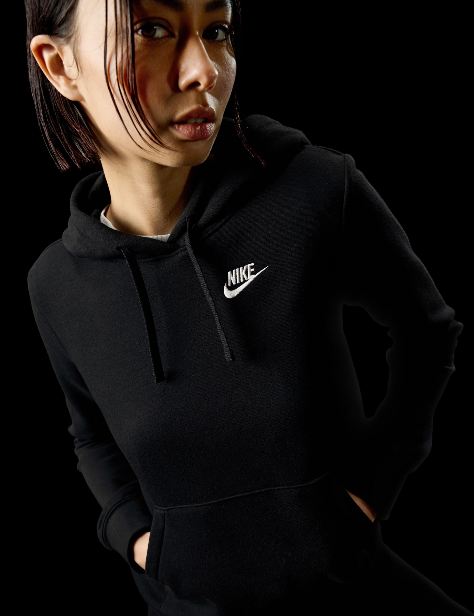 NIKE DQ5793-010 W NSW Club FLC STD PO HDY Sweatshirt Mujer Blanco Negro Tamaño XS