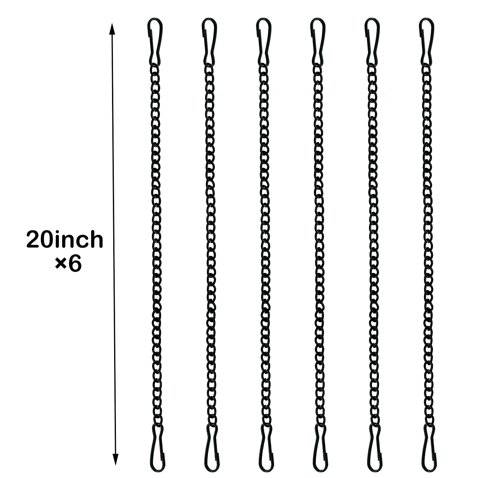 6 Pcs 20 Inch Stained Glass Window Hanging Chain - Black Hanging Chain, Window Art Decor, Patio Garden Outdoor Decorative Hangings Glass Panels Chains — Amazon image 2