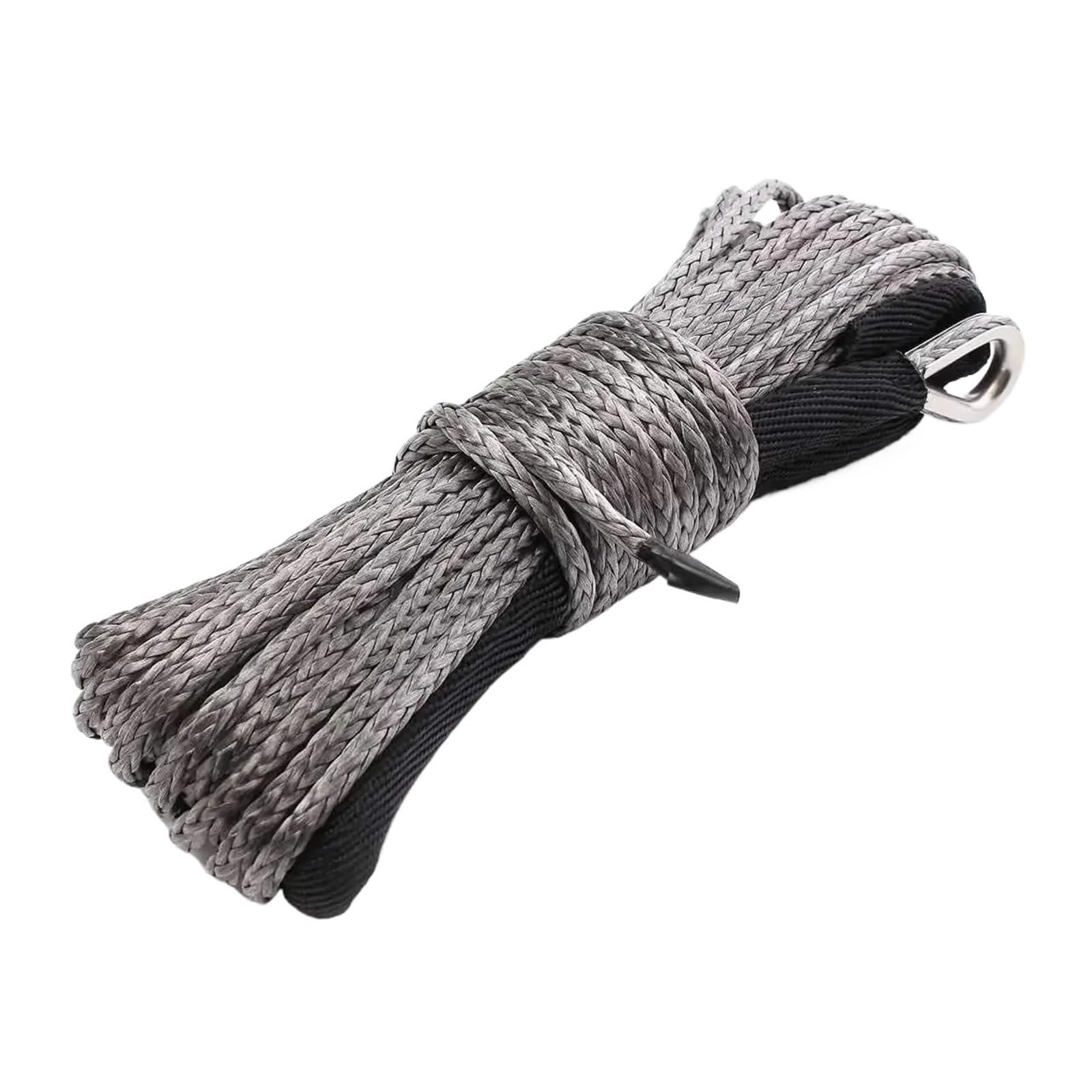 Corda di Traino Verricello con Fune in Fibra Sintetica da 6 Mm * 15 M (4 T). Facile E Sicuro(Gray)