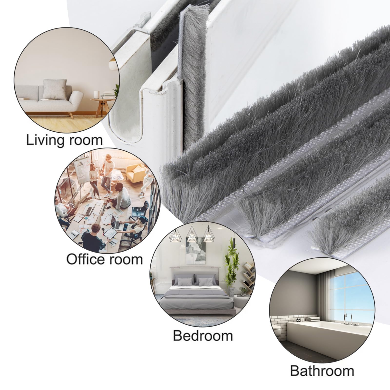 10 m Brush Seal, 7 mm (W) x 6 mm (D), Door Floor Seal, Insect Protection, Sealing Brush for Door Window, Wardrobe - Image 4