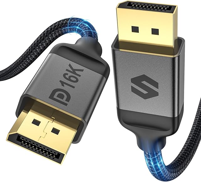 Silkland Displayport Cable 2.0 2M, DP Cable Supports 4K@144Hz /165Hz /240Hz, 8K/10K/16K@60Hz, 80Gbps, HDR, ARC, DSC 1.2, G-Sync & Free-Sync, Display Port 2.0 for Gaming Monitor, Graphics Card