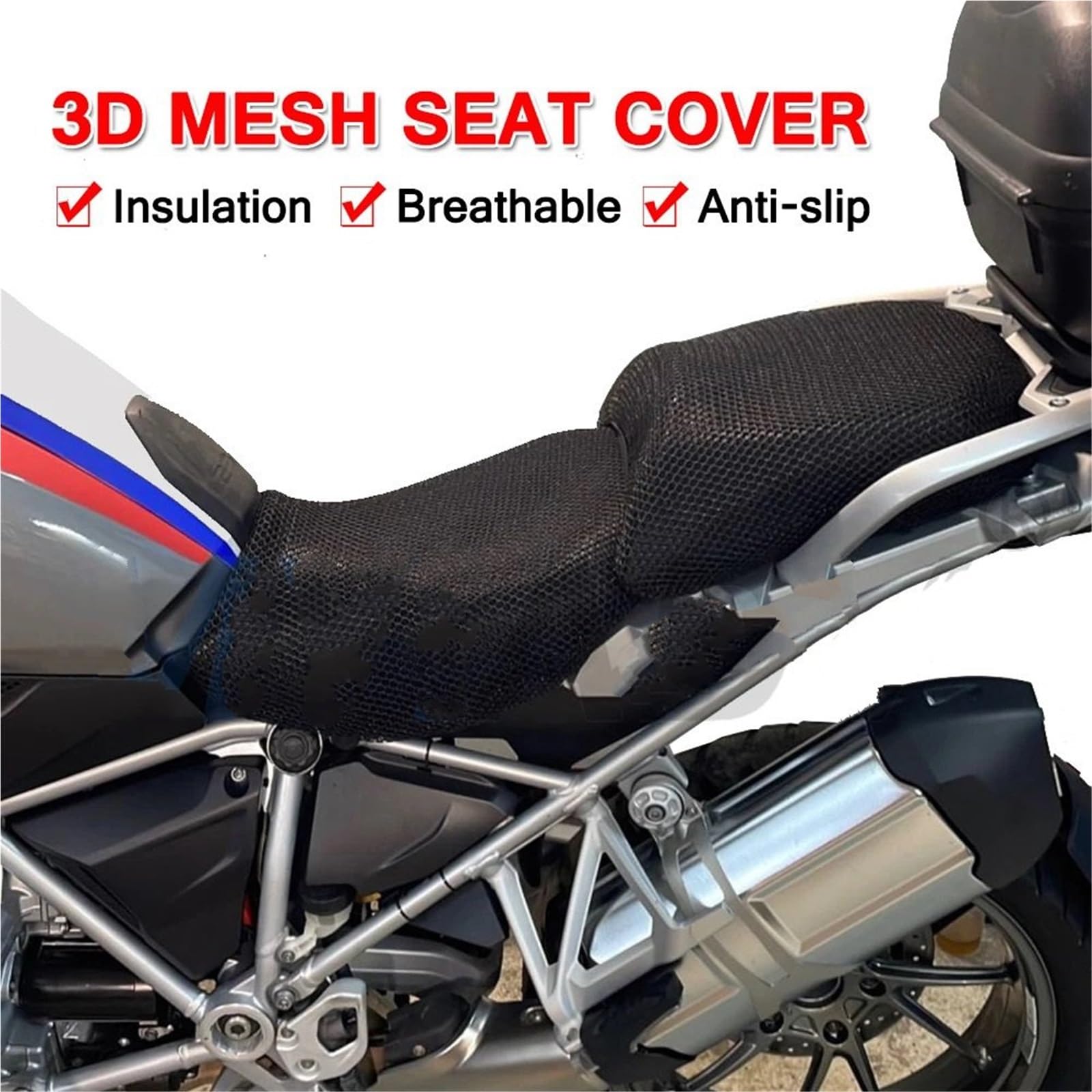 Wyściółka Bagażnika Nylonowa poduszka motocyklowa ochraniacze na siodełko pokrowce antypoślizgowe 3D siatkowe pokrycie siedzenia pasuje do BMW R 1200 GS R1200 2004-2012 Wyściółka Przestrzeni Ładowania