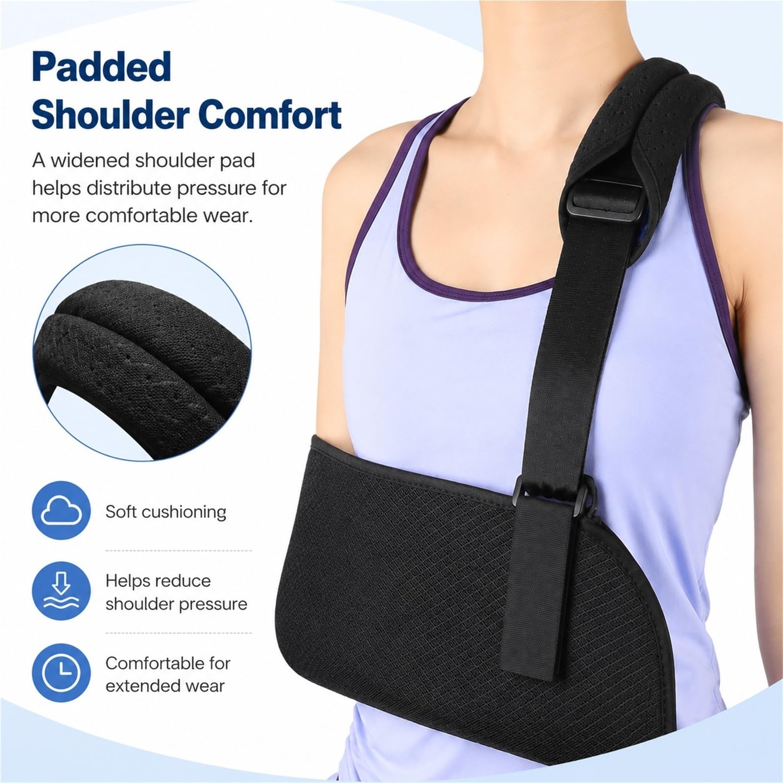 Cabestrillo para Brazo Inmovilizador de Hombro para Hombre y Mujer, Soporte Ajustable Acolchado para Manguito Rotador, Fracturas y Luxaciones, Correa Transpirable(L)