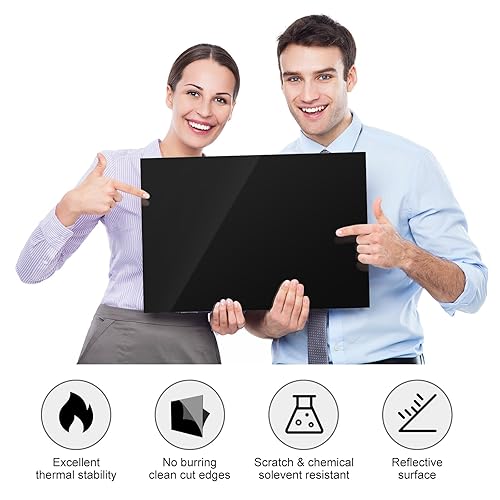 Miniatura 9 de Juexica Panel de hoja acrílica negra de 18 pulgadas de grosor, tablero de vidrio de plástico con papel protector para letreros de manualidades,