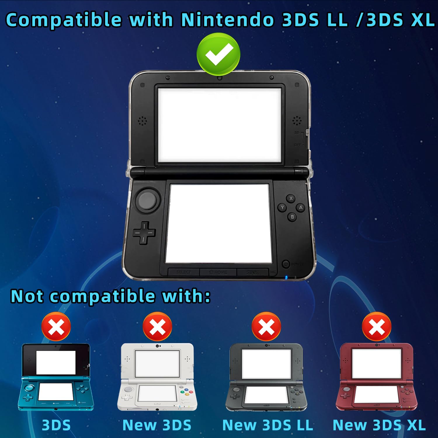 OSTENT Protector Claro Cristal Duro Caso Cubierta de la Piel Shell para Nintendo 3DS XL LL
