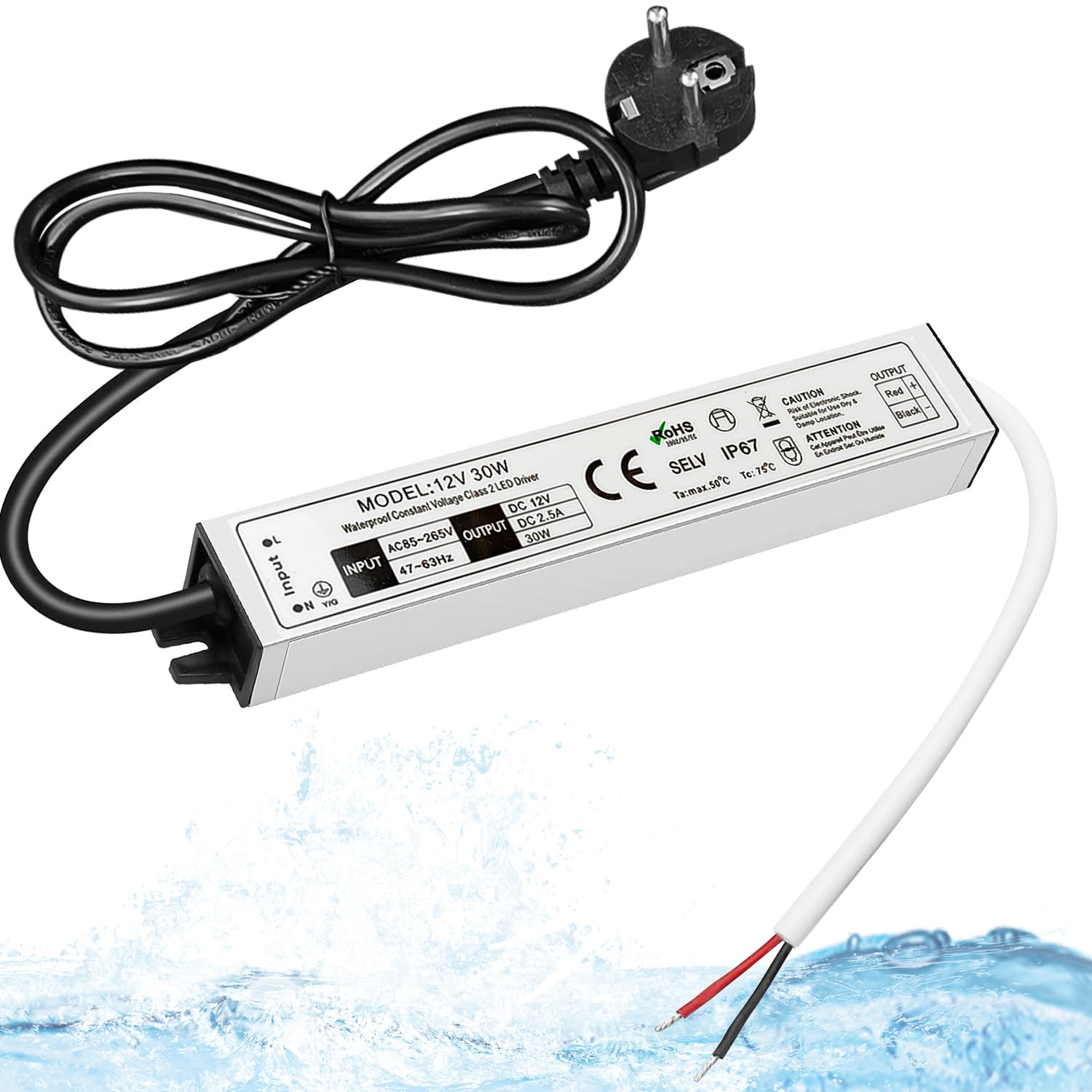 Transformateur Courant Constant LED 30W - Entrée 85-265V AC, Sortie 24-40V DC 750mA, Pour Bandes Lumineuses Et Lampes