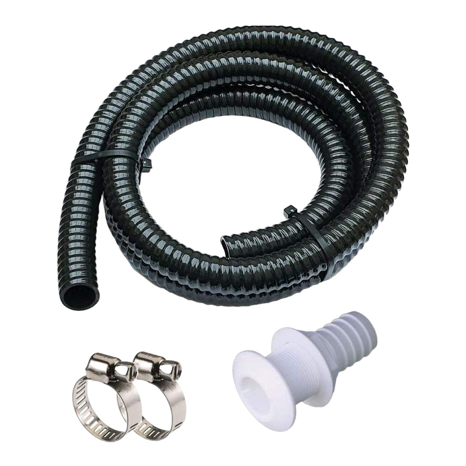 FUBESK Kit Tubo Ondulato Per Pompa Di Sentina 1,8 M – Diametro 19-29 Mm, Antiperdita, Con Morsetti E Connettore, Per Barca E Applicazioni Marine