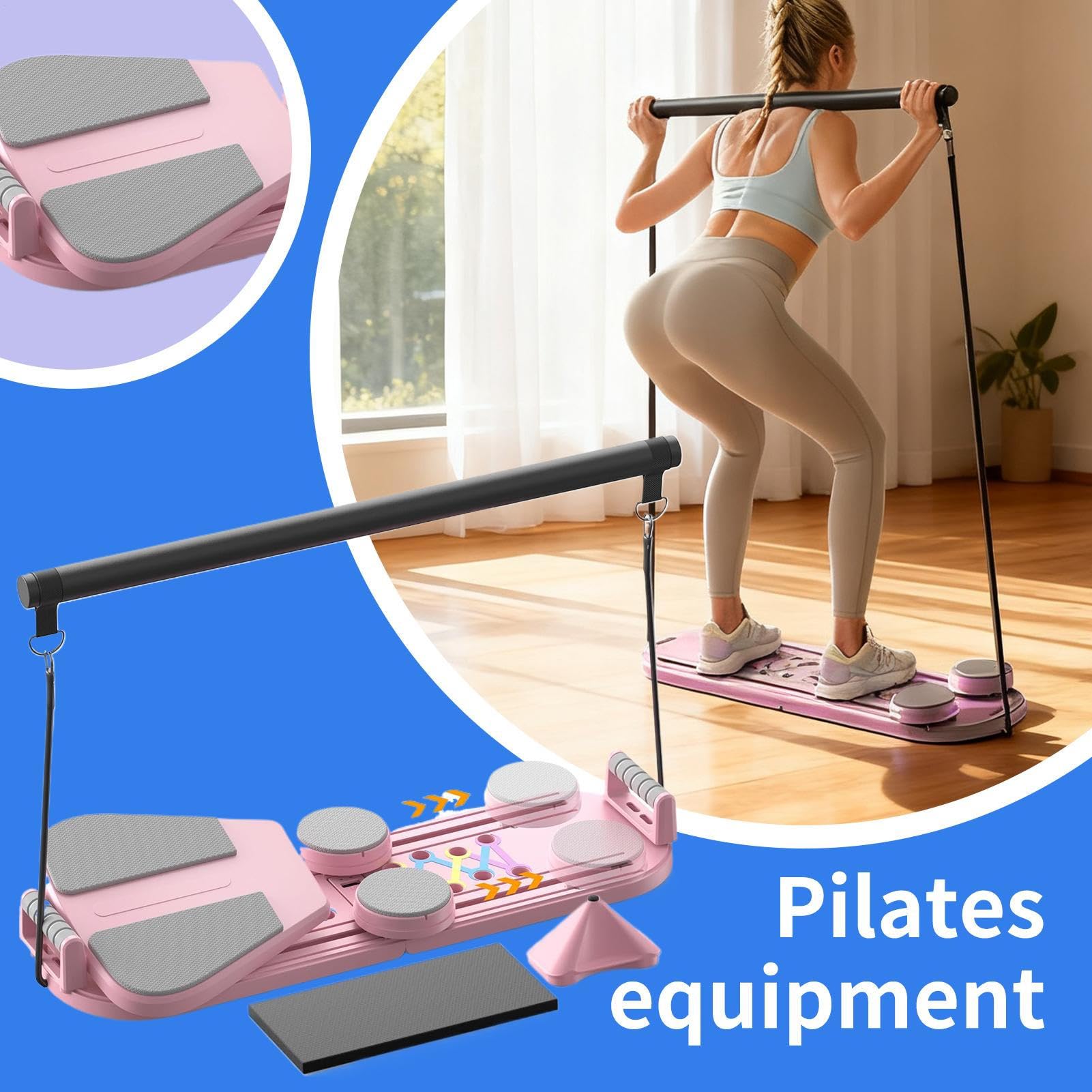 Tabla de Pilates Plegable | Equipo De Fitness 5 En 1 - Máquina De Ejercicio Abdominal,Para Mujeres Hombres Adultos Principiantes Atletas En Casa Apasionados De Fitness Practicantes