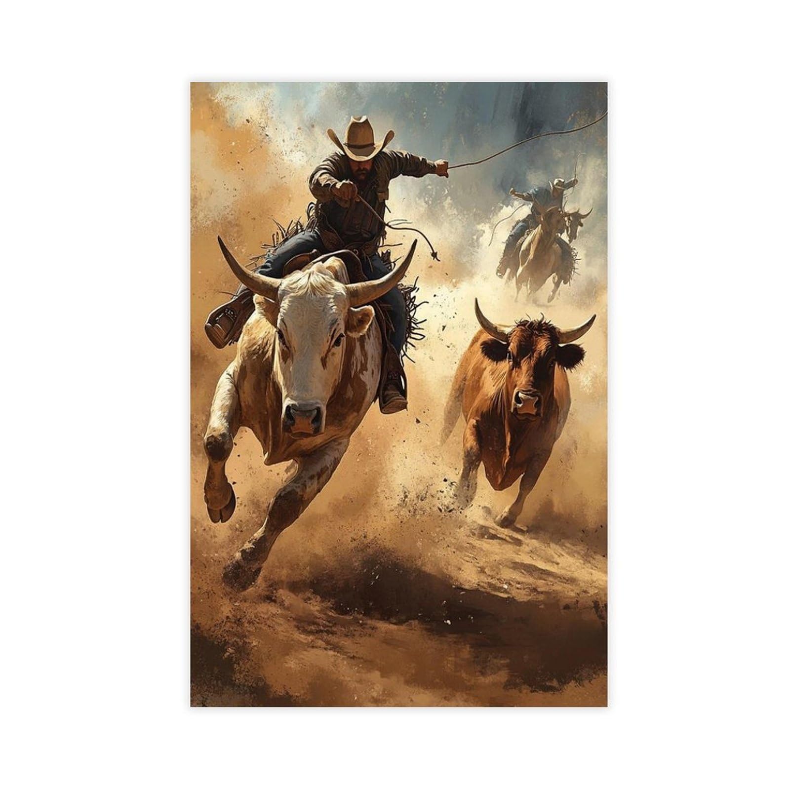 Arizona Rodeo Art, Western Cowboy Canvas Poster for Dorm Room Decor Gift