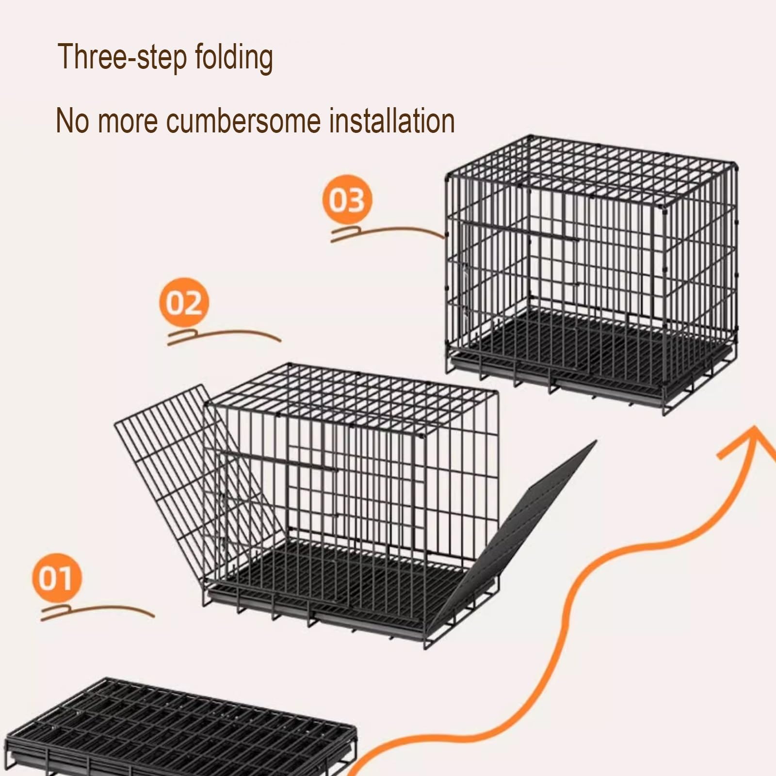 Cage Pliable Chien Caisse Pliante en Fil de Fer Epais pour Chiens de Petite et Moyenne Taille Facile à Installer, Bon Rangement Noir Blanc(White,83 * 61 * 69cm)