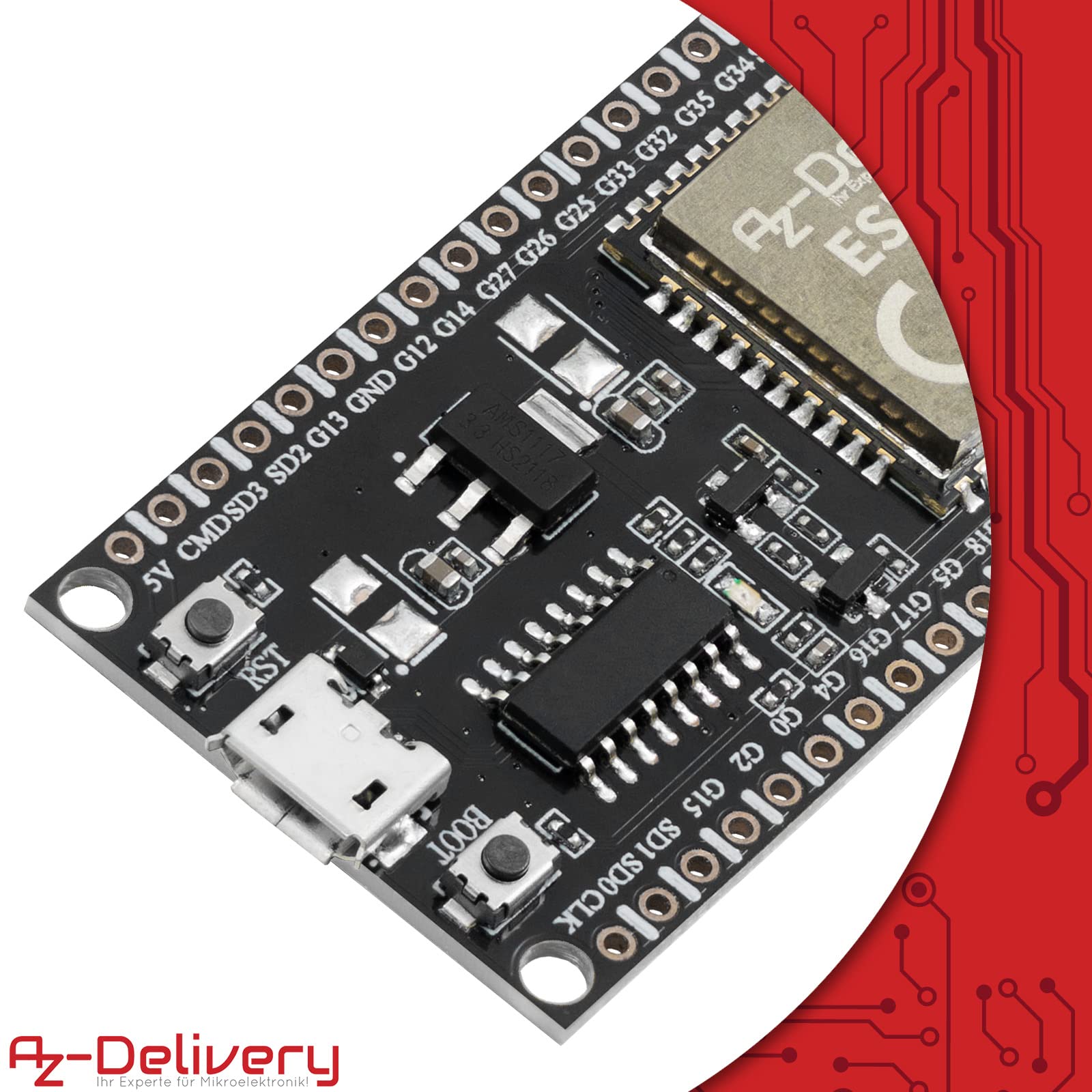 AZDelivery ESP-32S Dev Kit C NodeMCU moduły WLAN WiFi Development Board z CH340 (następca modelu ESP8266) i kompatybilny z Arduino wraz z e-bookiem!