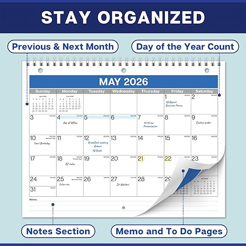 Miniatura 5 de Dunwell Calendario de carpeta de 8.5 x 11 pulgadas 2026, uso de enero a diciembre de 2026, 3 agujeros perforados, se adapta a cuadernos de 3