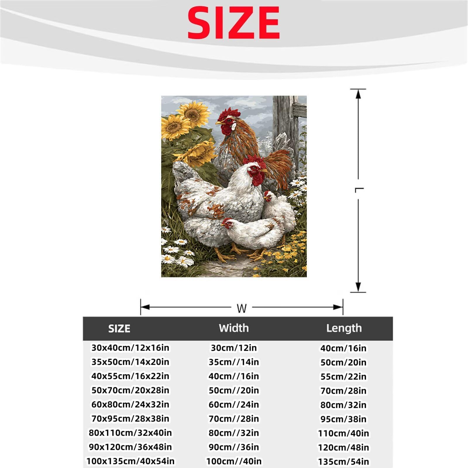 Malowanie po numerach, dla dorosłych, zwierzę, malowanie po numerach, zestawy kurczaka, hobby dla dorosłych i kobiet, artykuły artystyczne, 100 x 80 cm, sztuka ścienna, przejrzystość kolorów, płótno