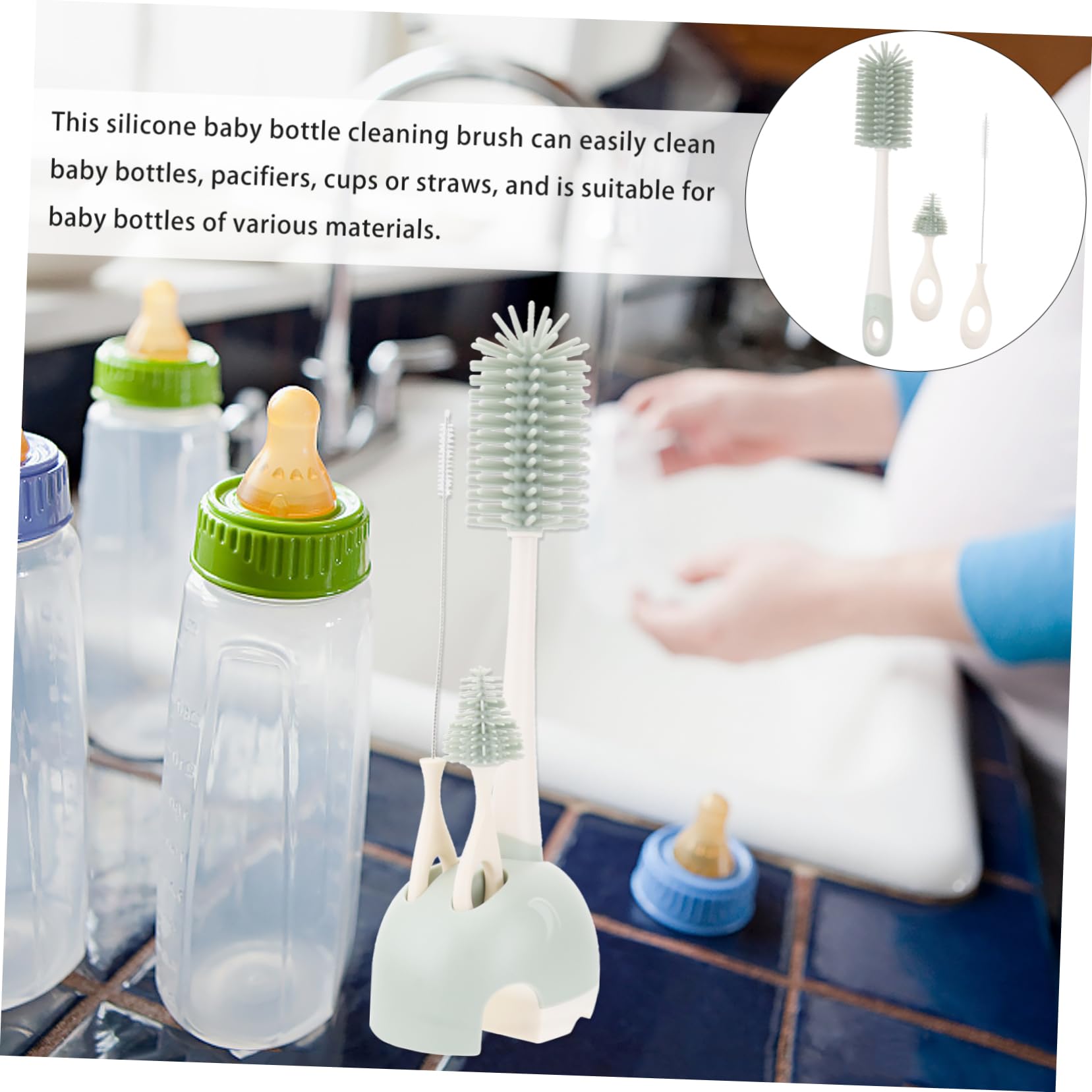 Abaodam 2pezzi Spazzole Per La Bottiglie Silicone Per Bottiglie e Tazze Resistente e