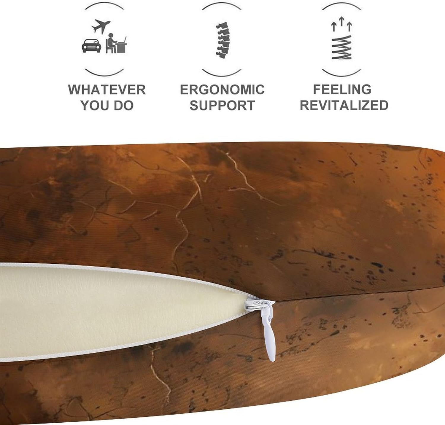 Abstract Brown Rust Color Travel Pillow U Shape Neck Pillow Washable Pillowcase for Sleeping Chair