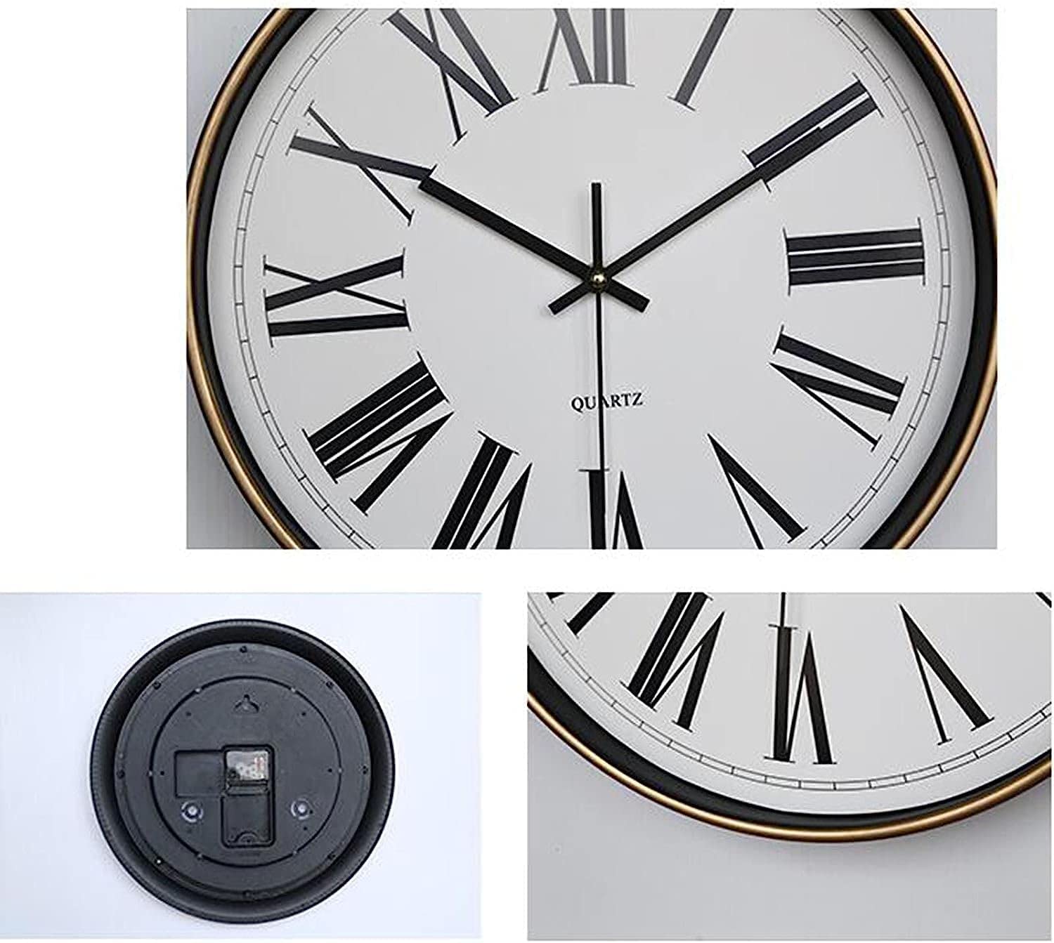 XJBTBA Horloge Murale intérieure extérieure, 12 Pouces, étanche à la poussière, sans tic-tac, Horloge à Quartz à Piles pour Cuisine/Salle de Bain/Douche/Piscine/terrasse/extérieur