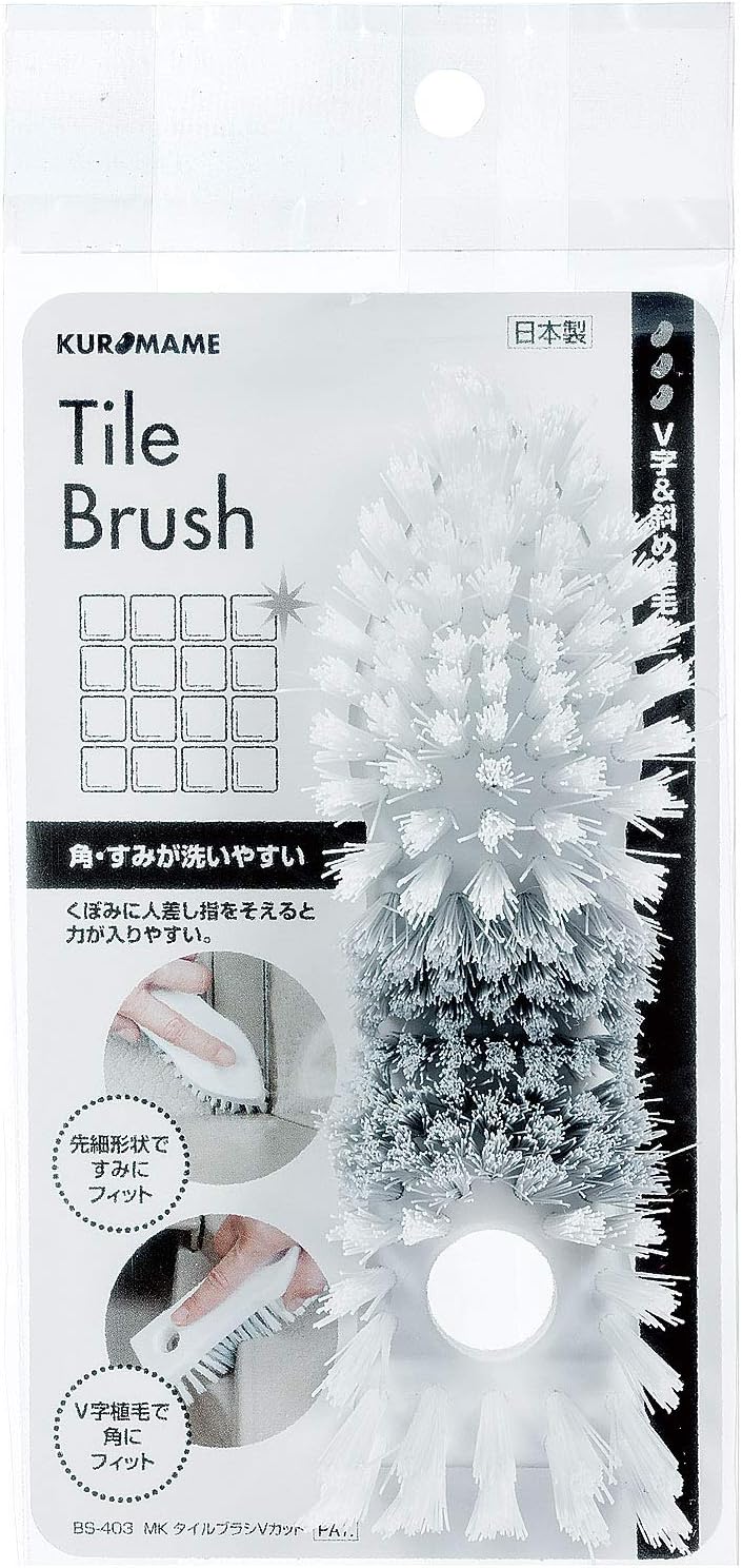 BS-403 Bathroom Cleaning Brush, White, Width 2.2 x Depth 6.5 x Height 1.8 inches (5.5 x 16.5 x 4.5 cm), Bath Cleaning, Tile Cleaning, Groove Wash, Fits Tile Walls and Corners, Made in Japan