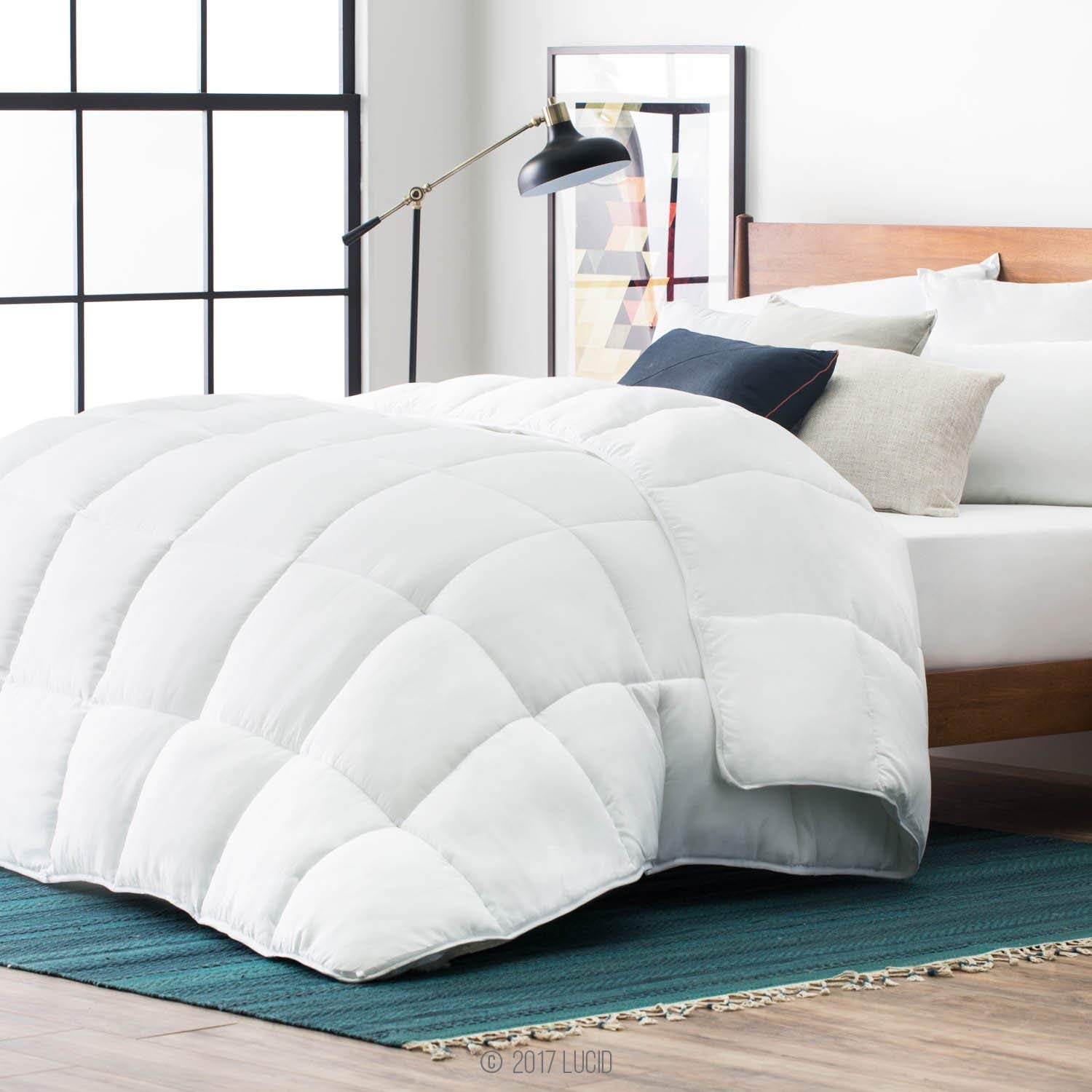 Photo 1 of LUCID Alternative Comforter - Hypoallergenic - Down Alternative - Heavy Warmth - 400 GSM - Ultra Soft - 8 Duvet Loops - Twin XL Size, Dorm Room Essentials Twin XL Heavy Warmth
