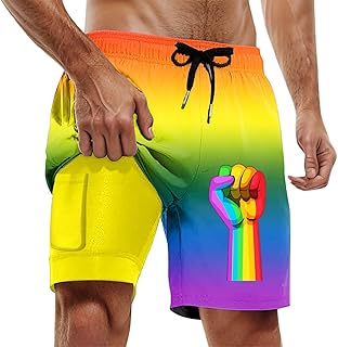 Bañador corto para hombre con forro de compresión, entrepierna interior, bañador con bolsillos, pantalones cortos para hombre, color azul