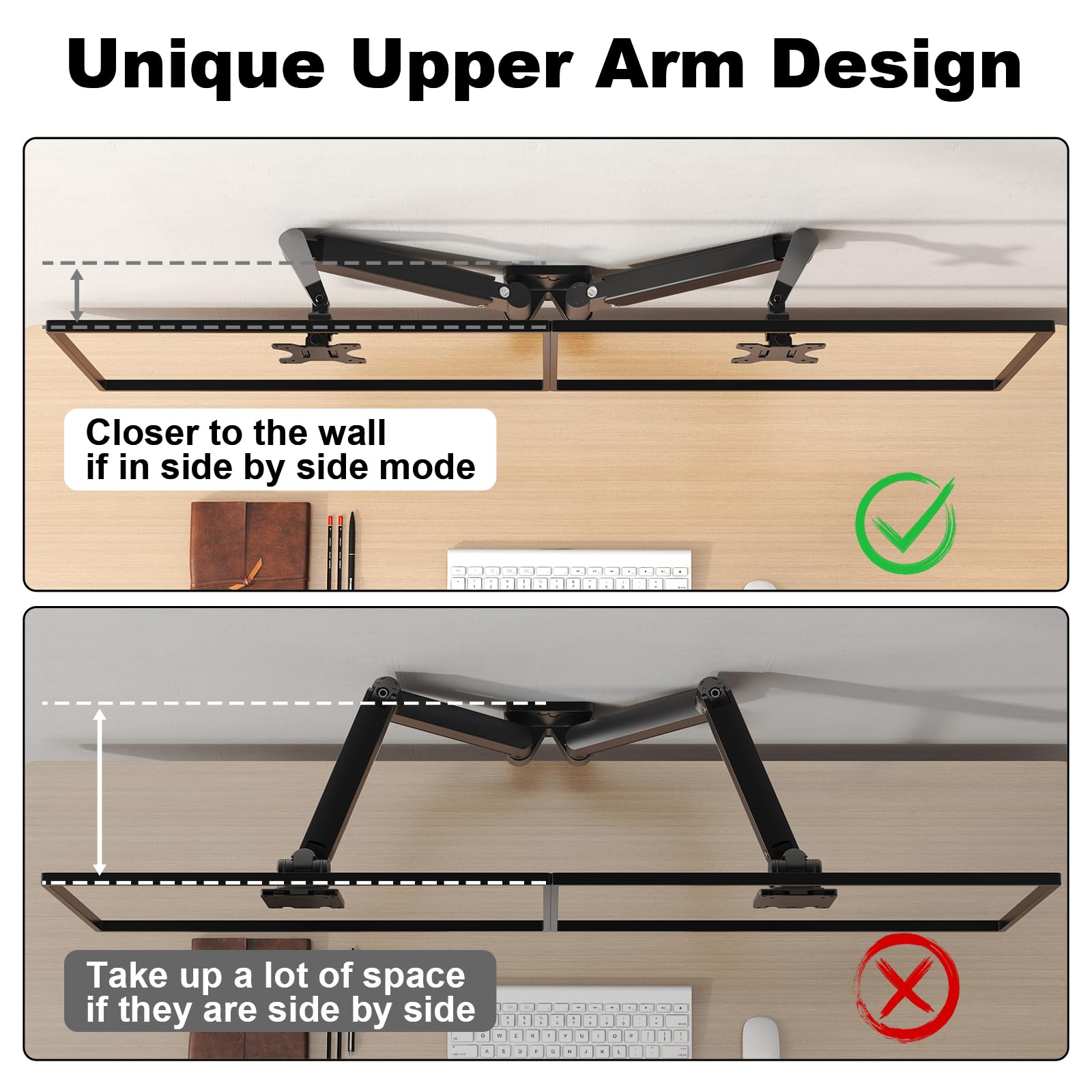 Mounting Bracket 2 Monitors 17-32 Inches Adjustabile - Dettaglio