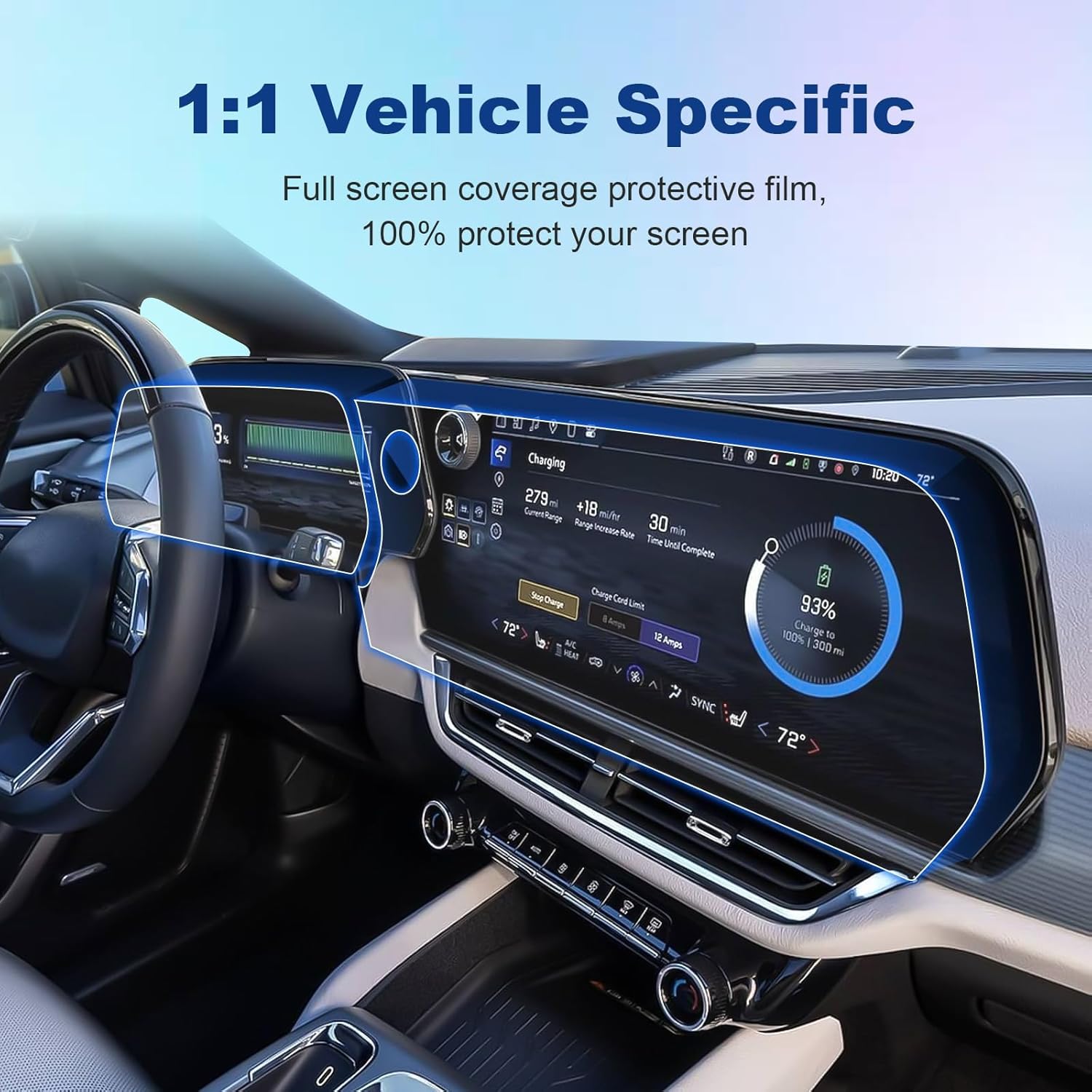 (4Pack) 2024 2025 2026 Equinox EV Screen Protector for Chevy Equinox EV (17.7In Navi+11In Dash) (LT/RS), 2026 2025 Chevy Equinox EV Accessories Touch Sensitive Ultra HD Protective Film