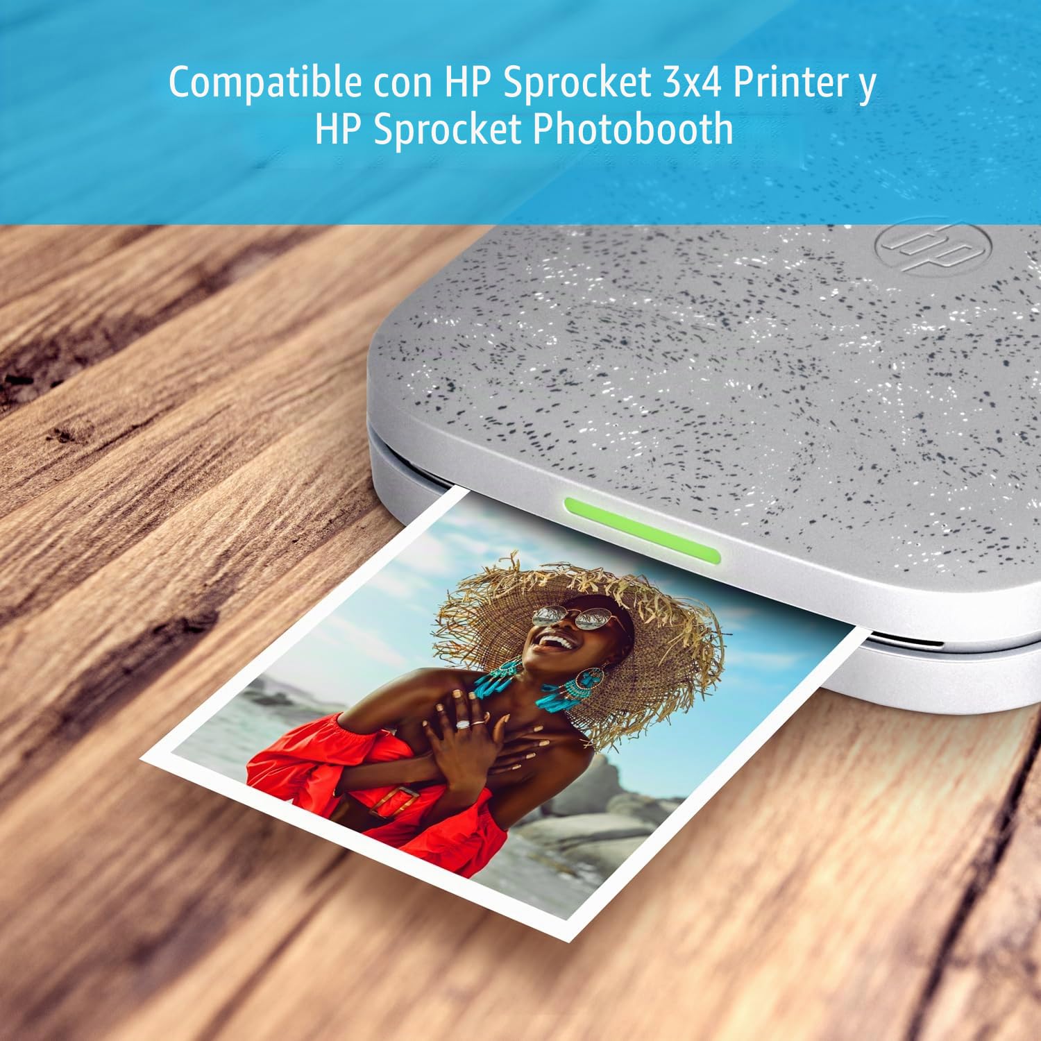 HP Sprocket 3.5 x 4.25" (8.9 x 10.8 cm) Zink con reverso adhesivo Papel fotográfico, 50 hojas, compatible con las impresoras fotográficas HP Sprocket 3x4 y Photobooth