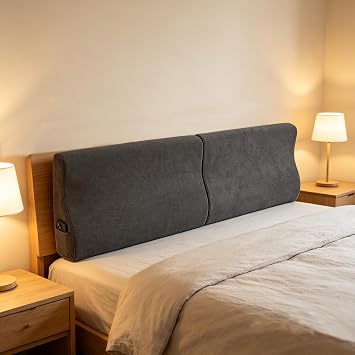 Full Size Bed headboard with High Resilience Foam Triangular Bed Wedge Pillow for Headboard Gap Large Back Support Cushions for Couch Replacement, Gray