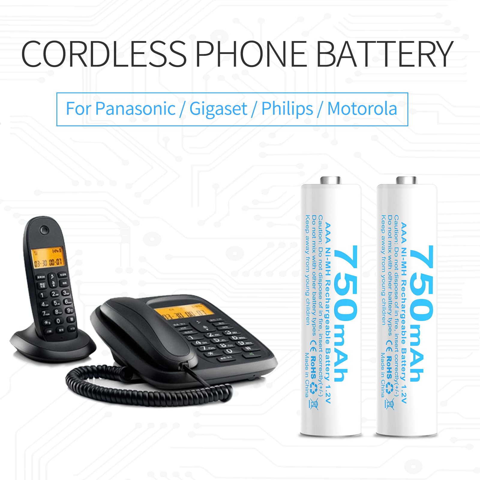 Wymienna bateria AAA HR03 kompatybilna z telefonami bezprzewodowymi Gigaset 750 Mah (4)