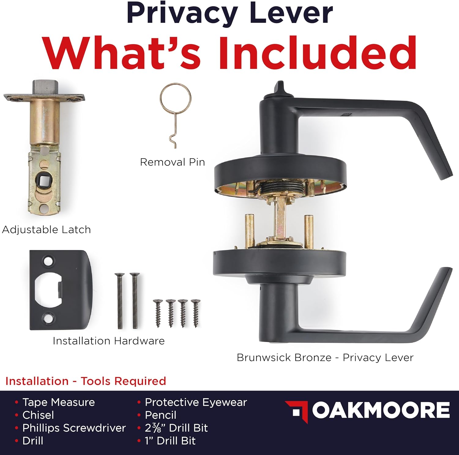 Commercial Door Handle - Vacant Occupied Bathroom Lock | Black Restroom Door Lock for Public & Industrial Buildings