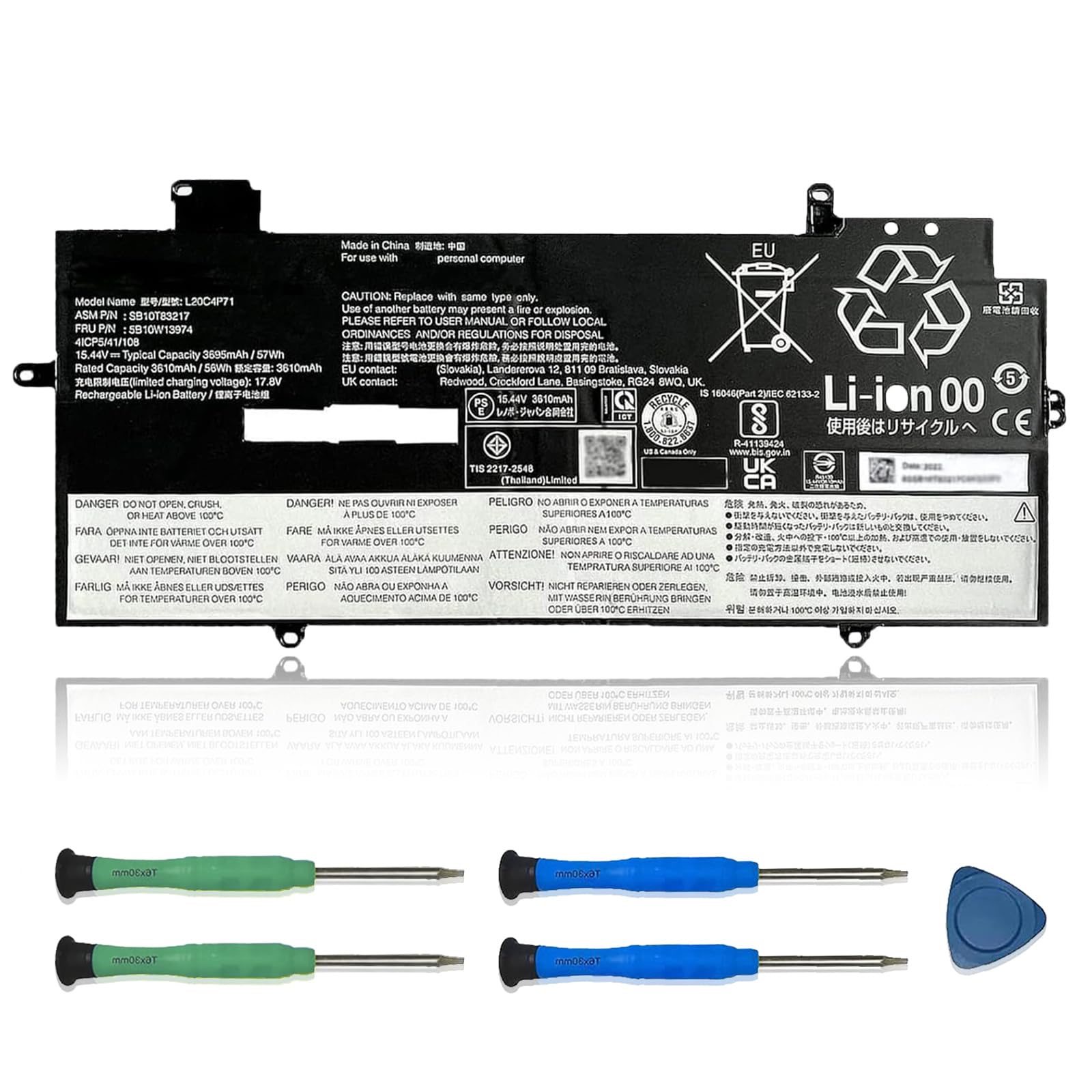 L20C4P71 SB10T83217 5B10W13974 Laptop Battery replacement for Lenovo ThinkPad X1 Carbon 9th Gen 10th Gen X1 Yoga 6th 7th Gen 2021 Series L20M4P71 L20D4P71 L20L4P71 SB10T83216 5B10W13973 5B10W13975