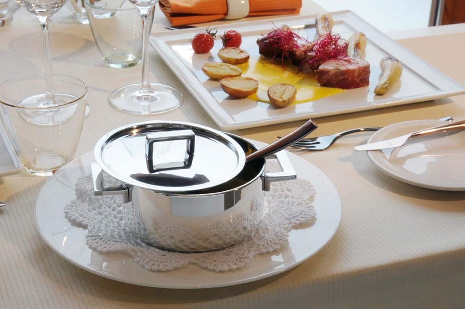 MEPRA Attiva 9-Piece Cookware Set â€“ Stainless Steel Finish Kitchenware, Hand Washable Kitchen Utensils, 9 PC (30180009)