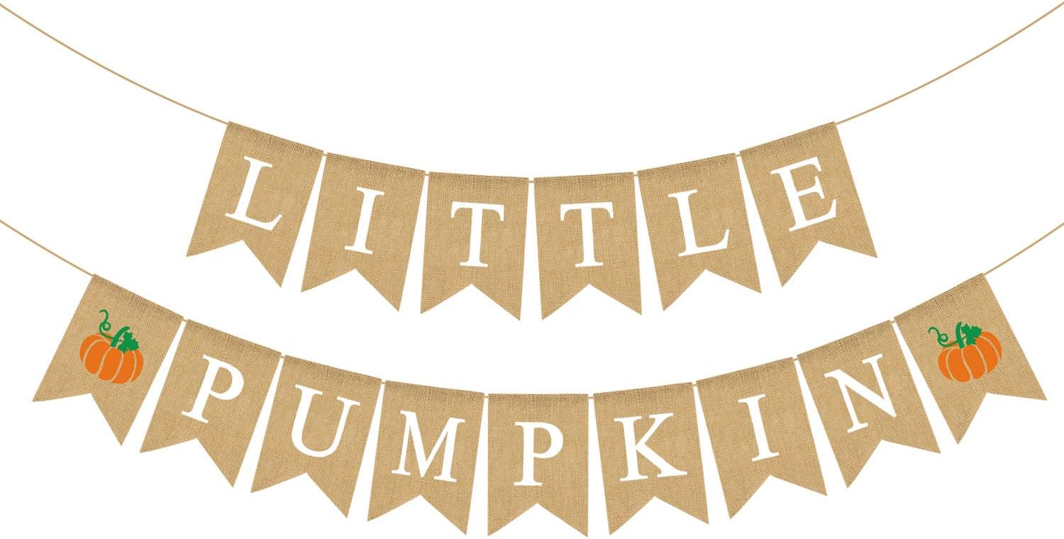 Jute Burlap Little Pumpkin Banner Fall Baby Shower Gender Reveal Birthday Party Garland Decoration