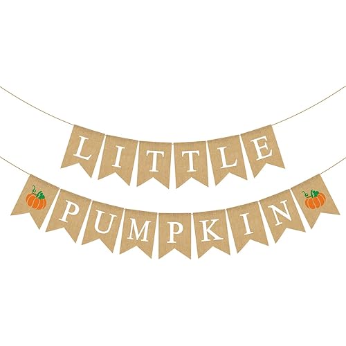 Jute Burlap Little Pumpkin Banner Fall Baby Shower Gender Reveal Birthday Party Garland Decoration