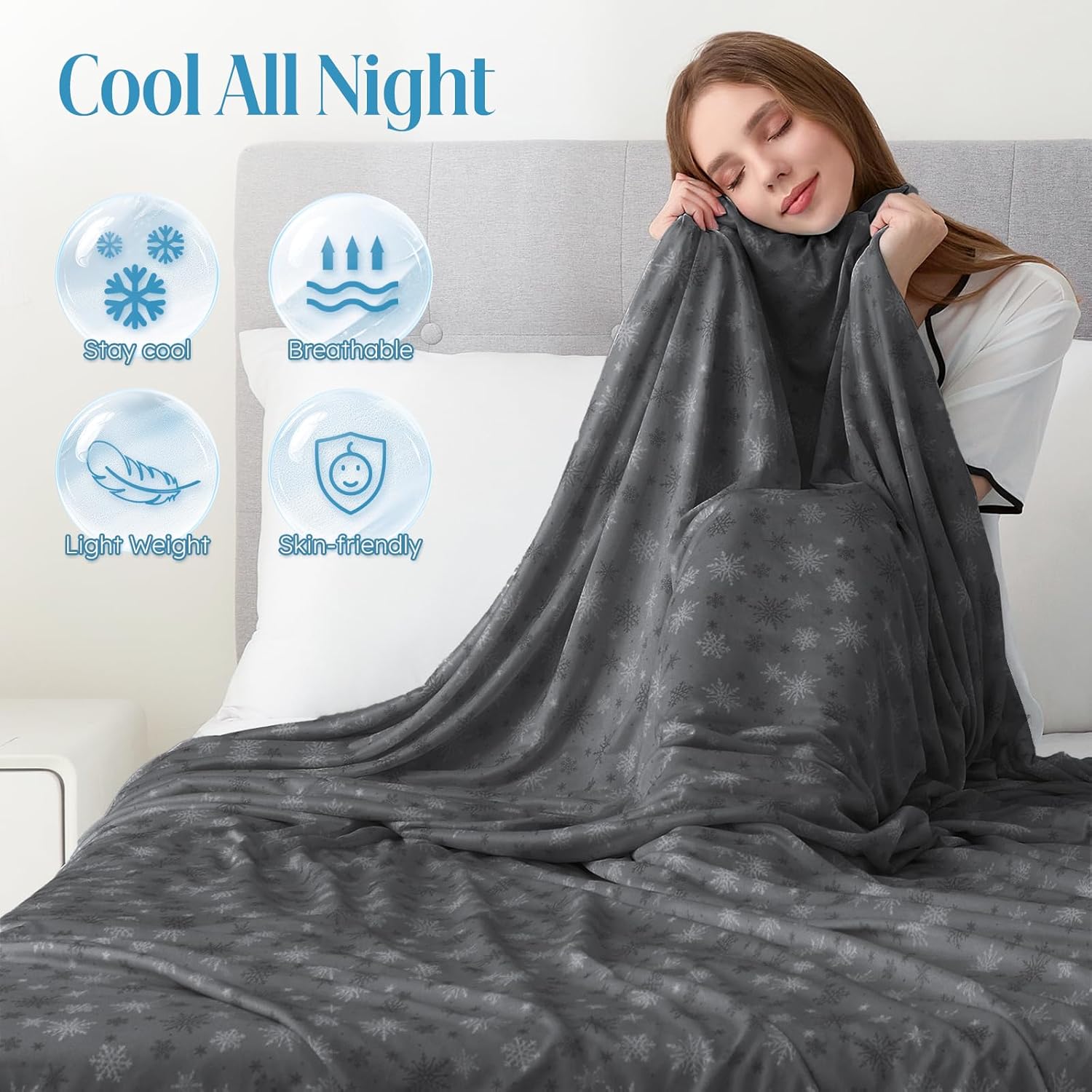 OIGAE Cooling Blanket for Hot Sleepers - Soft & Lightweight Summer Cold Blanket for Night Sweats | Perfect for Bed, Couch, Sofa (Black, Throw 50" x 70") - Image 5